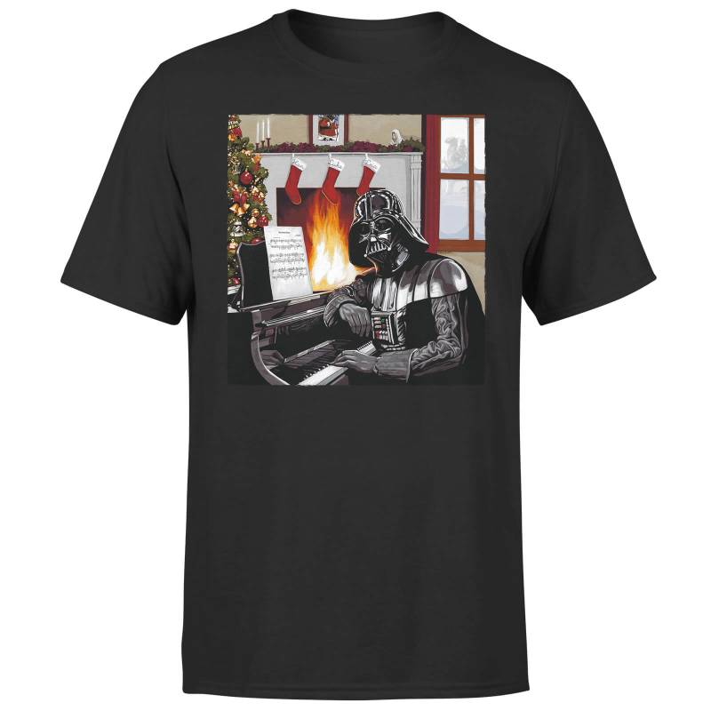 Star Wars Weihnachten Darth Vader Piano Player T-Shirt - Schwarz - XXL von Star Wars