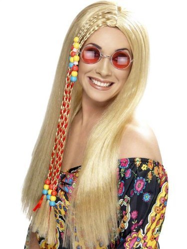 Hippie-PERÜCKE Damen 60er jahre 70er jahre Lang Blond Perlen Zöpfe Hippie Kostüm Kostüm Perücke von Star