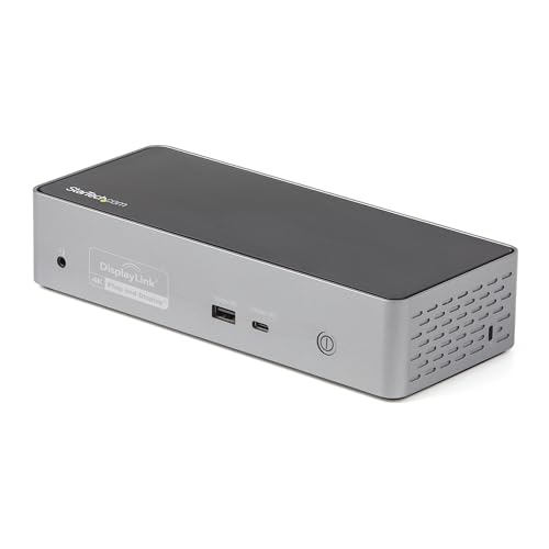 StarTech.com USB C Dockingstation für 4 monitore - 4K 60Hz Hybrid Dock DisplayPort 1.4 & HDMI 2.0 - Universal USB-C/Thunderbolt Laptop Dock mit 100W PD - USB Hub mit 1x USB-C & 3x USB-A (DK31C4DPPDUE) von StarTech.com