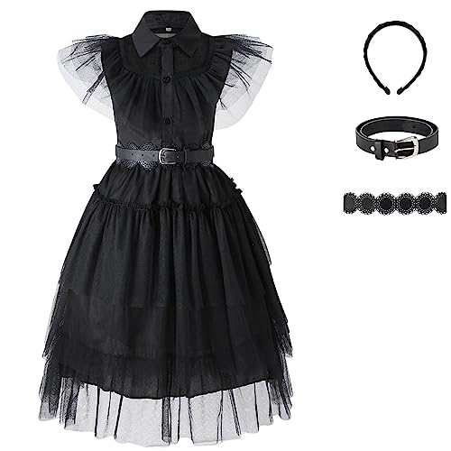 StarTreen Kleid Mädchen Halloween Kleidung Set mit Stirnband Gürtel pour Fancy Dress Cosplay Party von StarTreene