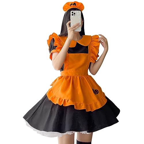 StarTreene Französisches Dienstmädchen-Kostüm für Damen, Halloween-Kleidung, Kostüm, mit Schürze und Stirnband, Anime-/Cosplay von StarTreene