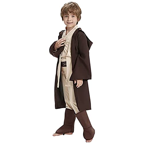 StarTreene Kinder Halloween Kostüm Junge Jedi Robe Costume Cosplay mittelalterliches Outfits komplettes Set mit Gürtel von StarTreene