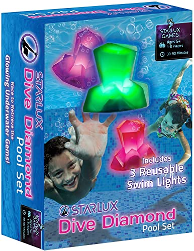 Starlux Games Pool Party Spiele Set für Kinder ab 8 Jahre (3-teilig) - Schwimmbad Outdoor Spiele für 1-8 Personen - Leuchtendes Tauchspielzeug für Kinder 5-12+ Jahren für Kindergeburtstag & Poolparty von Starlux Games