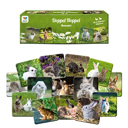 Starnberger Spiele - Doppel Hoppel Memospiel - Kartenspiel für Erwachsene und Kinder ab 6 Jahren - Geschenk für Hasen- und Kaninchen-Liebhaber von Starnberger Spiele