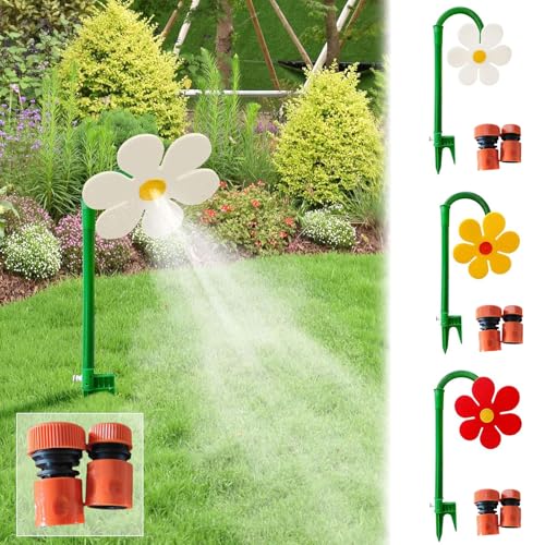 2025 Neu Wassersprinkler Kinder Outdoor, Crazy Daisy Sprinkler, Crazy Flower Sprinkler Dancing, Wasserblume für Garten Kinder, Rasensprenger Wasserspielzeug mit Gartenschlauch Anschluss (Weiß) von Starnearby