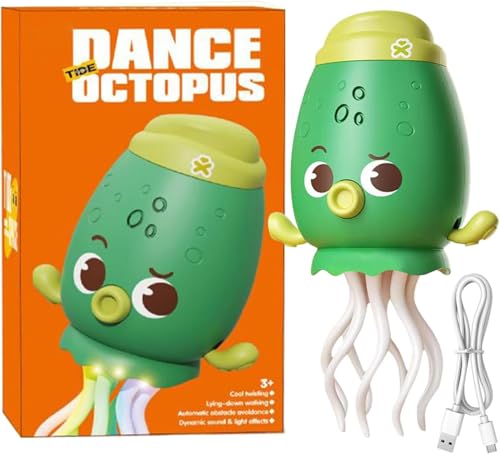Starnearby Musik Baby Spielzeug Octopus Elektrisches Oktopus Spielzeug Krabbelspielzeug mit Licht & Sound Tanzender Oktopus Spielzeugs mit Angelrute Tummy Time Toys für Junge Mädchen (Grün A) von Starnearby