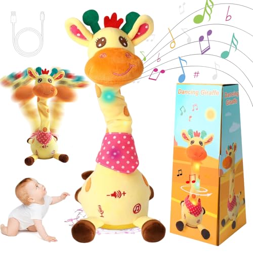 Starnearby Sprechender Tanzender Giraffe Spielzeug für Baby mit LED Licht Musical Giraffe Toy – Sings Singender Giraffenspielzeug Plüschtier Geburtstagsgeschenke für Jungen Mädchen (Wiederaufladbar) von Starnearby