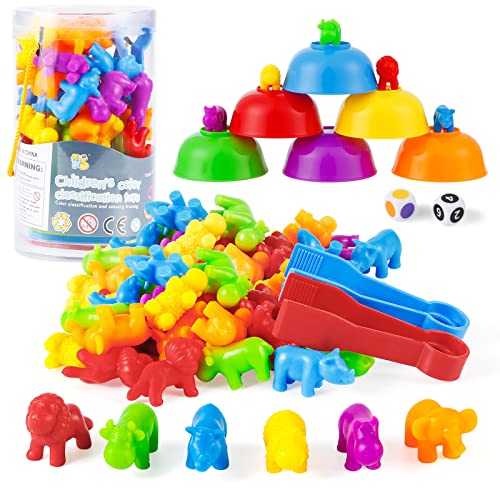 StarryTiger 46 Stück Tiere Zählen Farberkennung Spielzeug, Montessori Spielzeug, Lernspielzeug Geschenk für Kinder Mädchen Jungen von StarryTiger