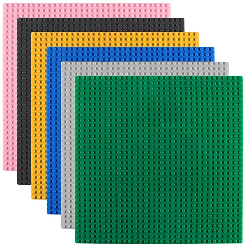 StarryTiger Klemmbausteine Grundplatte, 6 Stück Classic Bauplatte, Bauplatte Kompatibel mit Meisten Marken, Dreifarbig Bauplatte (25,5 x 25,5cm) - 6 Farbe von StarryTiger