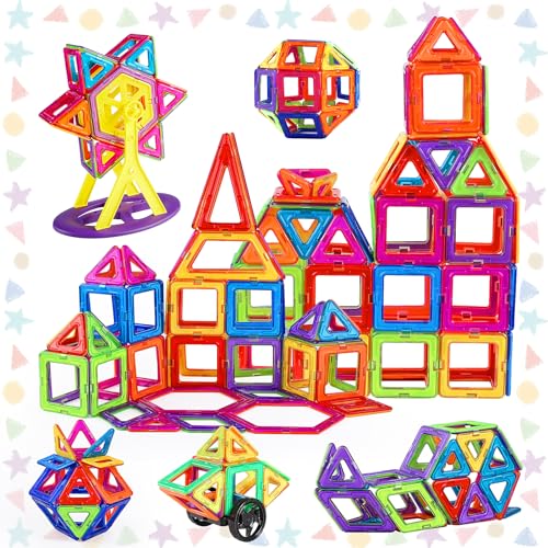StarryTiger 84 Teile Magnetische Bausteine für Kinder ab 3 4 5 6 7 8 Alter Jahren, Montessori Spielzeug für Mädchen Jungen Pädagogisches Geschenk, Perfekt STEM Lernspielzeug Geschenk von StarryTiger