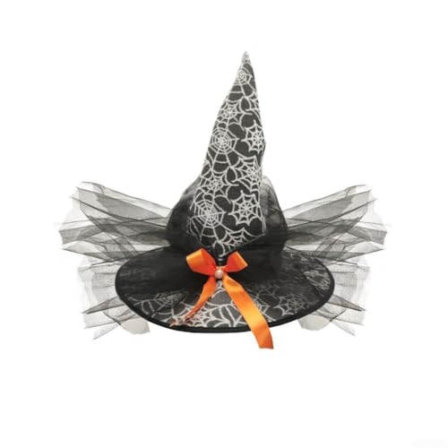 Startbuymore Hexenhut für Alloween mit Spinnennetz- und Gaze-Akzenten, entworfen für Kostümveranstaltungen und/oder Behandlungen, inklusive verstellbarer Größe (grün) von Startbuymore