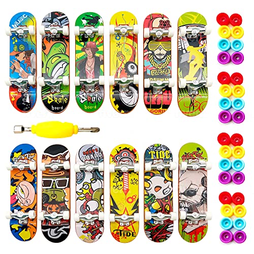 12pcs Toy Finger Skateboard Fingerboards with 32 Interchangeable Wheels and Mini Screwdriver, Party Bags for Children's Birthday Parties, Gifts for Children von Stashables