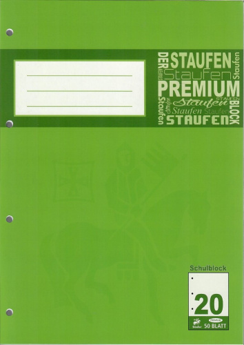 Staufen Brief-Block A4 50Bl 4Fach gelocht blanko Premium chlorfrei 90G Schulblock von Staufen