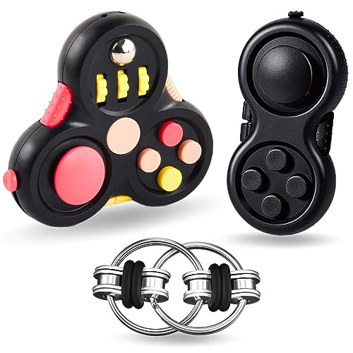 Steemjoey 3PCS Anti-Stress Würfel Spielzeug Fidget Toys Set, Fidget Pad Controller Flippy Chain Game, Geschenk lindert Stress und Angstspielzeug für ADD ADHS Autismus Kinder und Erwachsene (Schwarz) von Steemjoey