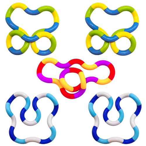 Steemjoey 5 Stücke Fidget Toy, Tangle Autismus Spielzeug, Zappelspielzeug Gegen Angst, Fingers Twister Toys Stimming Sensory Stressabbau Für Erwachsene Und Kleinkinder Weihnachten Geburtstag Geschenk von Steemjoey