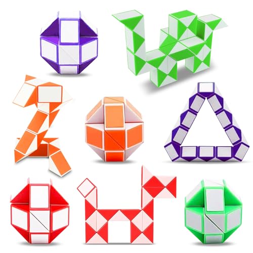 Steemjoey 8 Stücke Zauberwürfel Snake Cube, 24 Blöcke Magische Schlangen Würfel, Magic Snake Mini Puzzle Würfel Spielzeug Geburtstags Kinder Jungen Mädchen (Farbe Zufällig) von Steemjoey