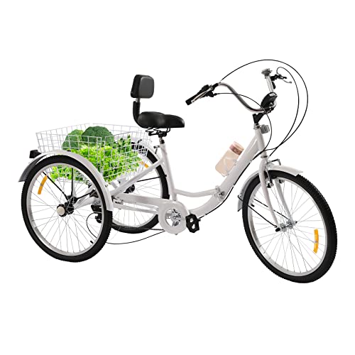 Faltable Dreirad für Erwachsene, 24 Zoll 7 Gang 3 Rad Senioren Fahrrad Tricycle mit Korb & Rückenlehne, Senioren Fahrrad Tricycle für Erholung Einkaufen Picknick Faltable Dreirad für Erwachsene, 24 Zoll 7 Gang 3 Rad Senioren Fahrrad Tricycle mit Korb & Rückenlehne, Senioren Fahrrad Tricycle für Erholung Einkaufen Picknick von Steeviuzj