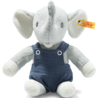 STEIFF 242403 GOTS Eliot Elefant, hellgrau/blau 26 cm von Steiff
