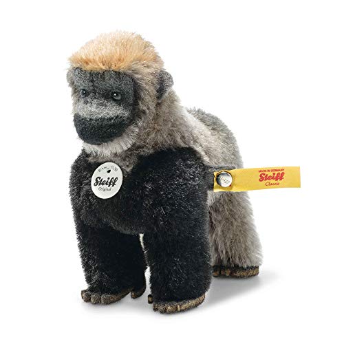 Steiff 033582 Kuscheltier Gorilla Boogie grau schwarz 11 cm National Geographic inkl. Box Plüschtier Stofftier Baby Kinder Spielzeug Mohair von Steiff