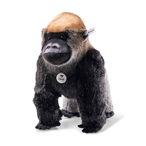 Steiff Kuscheltier Boogie Gorilla, Süßes Stofftier mit Kunststoffaugen, Kinder, Jungen & Mädchen, Plüschtier 35 cm, Schwarz, 062223 von Steiff