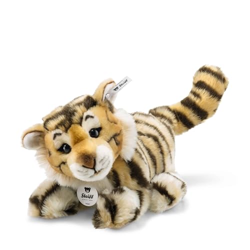 Steiff Radjah Baby Tiger-28 cm-Schlenkertier für Kinder-Plüschtiger-weich & waschbar-getigert (066269), Gelbbraunes Fell mit Schwarzen Streifen, 28 cm von Steiff