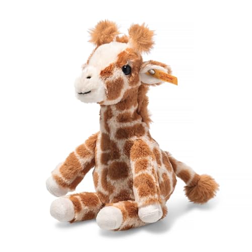 Steiff Gina Giraffe Hellbraun gefleckt 23 cm, Soft Cuddly Friends, aufrecht sitzend durch Granulatsäckchen, Kuscheltier Giraffe, Zootier Plüschtier, Flauschiges Safari-Tier von Steiff