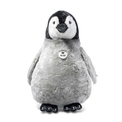 Steiff Kuscheltier Flaps Pinguin, Süßes Stofftier mit Kunststoffaugen, Kinder, Jungen & Mädchen, Plüschtier 60 cm, Hellgrau, 075728 von Steiff
