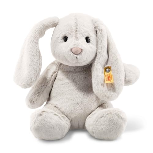 Steiff Hoppie Hase mit Schlappohren 28 cm hellgrau, Plüschtier, Soft Cuddly Friends, flauschiges Stofftier zum Kuscheln und Spielen, Kuscheltier für Mädchen und Jungen, waschmaschinenfest von Steiff