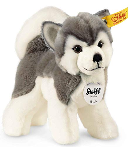 Steiff Bernie Husky - 17 cm - Plüschhund stehend - Hunde Kuscheltier für Kinder - weich & waschbar - grau/weiß (104985) von Steiff