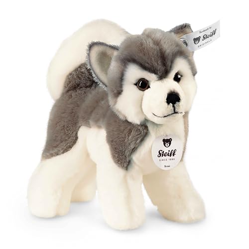 Steiff Bernie Husky - 17 cm - Plüschhund stehend - Hunde Kuscheltier für Kinder - weich & waschbar - grau/weiß (104985) von Steiff