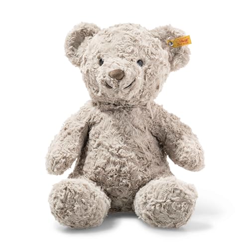 Steiff Kuscheltier Honey Teddybär, Süßes Stofftier, Kinder, Jungen & Mädchen, Soft Cuddly Friends, Plüschtier 38 cm, Hellgrau, 113437 von Steiff