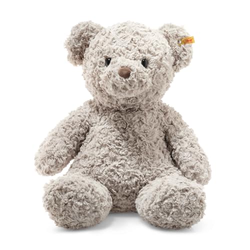 Steiff Kuscheltier Honey Teddybär, Süßes Stofftier, Kinder, Jungen & Mädchen, Soft Cuddly Friends, Plüschtier 48 cm, Hellgrau, 113482 von Steiff