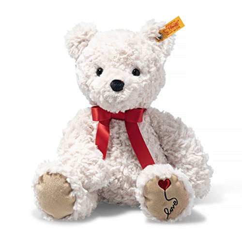 Steiff Kuscheltier Jimmy Teddybär Love, Süßes Stofftier mit Kunststoffaugen, Kinder, Jungen & Mädchen, Soft Cuddly Friends, Plüschtier 30 cm, Weiß, 113833 von Steiff