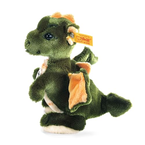 Steiff Raudi Drachenjunge - 17 cm - Kuscheltier für Kinder - Plüsch Drache stehend - weich & waschbar - grün / orange (015076) von Steiff