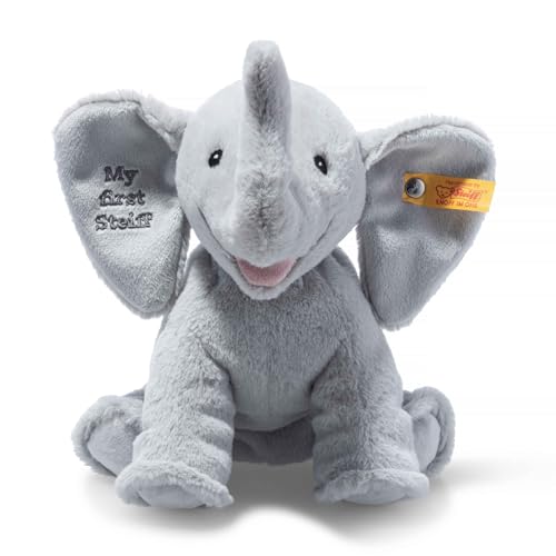 Steiff Kuscheltier My first Steiff Ellie Elefant, Süßes Stofftier, Jungen, Mädchen & Babys ab 0 Monaten, Soft Cuddly Friends, 24 cm, Hellgrau, 242717 von Steiff