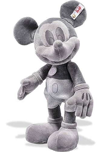 Steiff 355936 Disney Micky Maus D100 Platinum, dunkelgrau, Baumwollsamt, 31 cm, dunkelgrau von Steiff