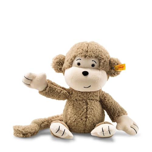 Steiff Kuscheltier Brownie Affe, Süßes Stofftier mit Kunststoffaugen, Kinder, Jungen & Mädchen, Soft Cuddly Friends, Plüschtier 30 cm, Beige, 060304 von Steiff