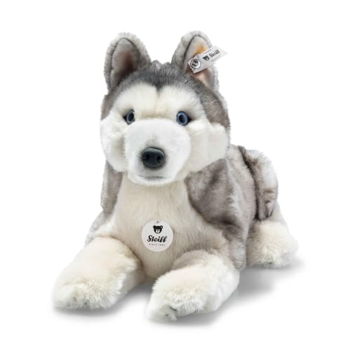 Steiff Kuscheltier Bernie Husky, Süßes Stofftier mit Kunststoffaugen, Kinder, Jungen & Mädchen, Plüschtier 33 cm, Weiß, 067891 von Steiff