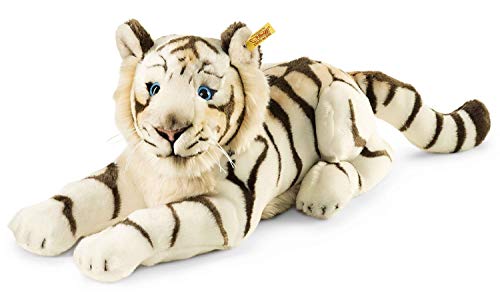Steiff Bharat Tiger - 43 cm - Plüschtiger liegend - Kuscheltier für Kinder - weich & waschbar - weiß (066153) von Steiff