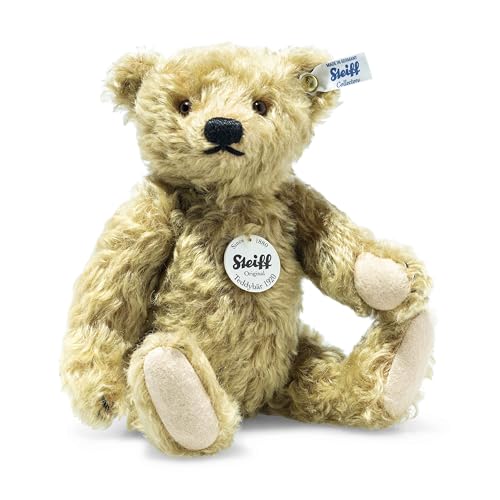 Steiff Kuscheltier Classic 1920 Teddybär, Süßes Stofftier mit Kunststoffaugen, Erwachsene, Sammlerstück, Plüschtier 25 cm, Beige, 000713 von Steiff