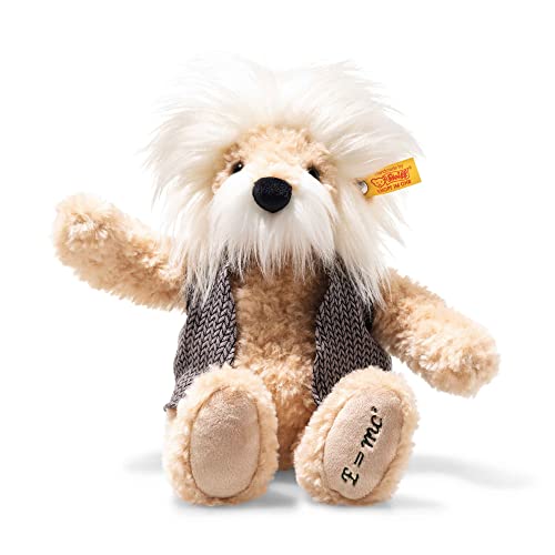 Steiff Einstein Teddybär - 28 cm - Teddybär als Einstein mit Weste - Teddybär mit Schleife - Kuscheltier für Kinder - weich & waschbar - beige (022098) von Steiff