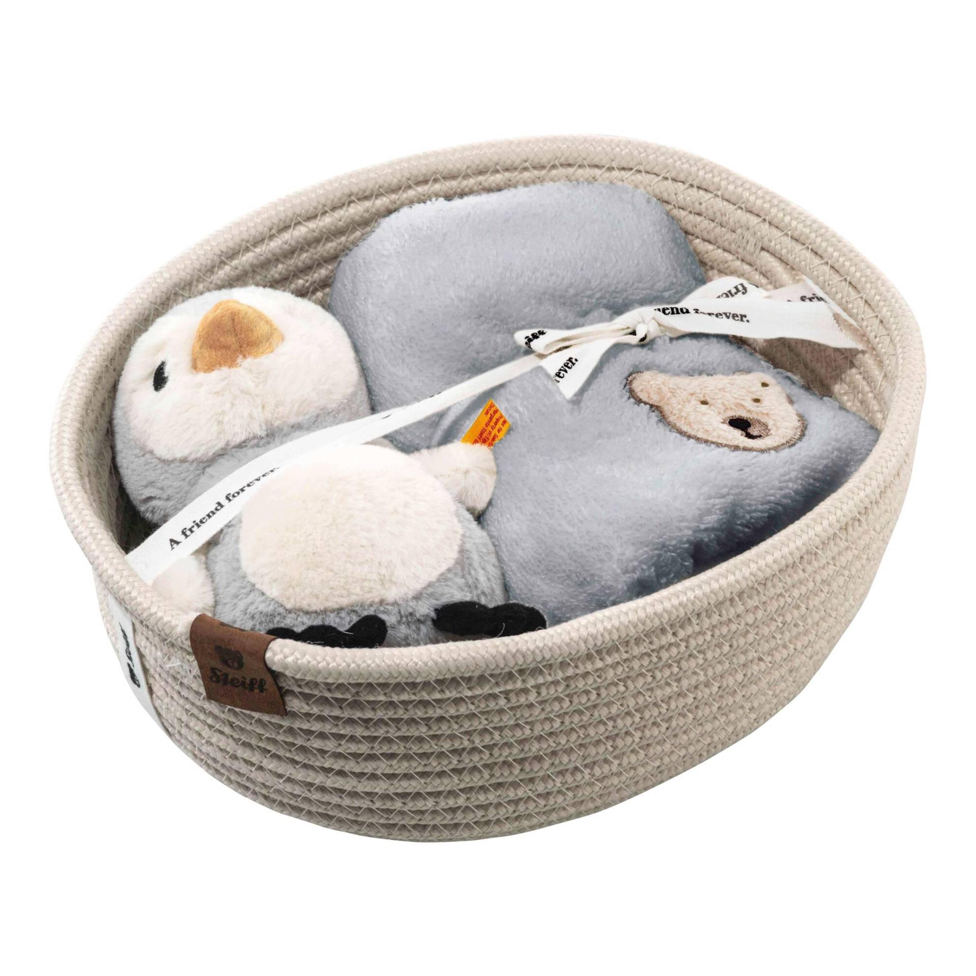 Steiff Geschenkset Lio Pinguin mit Rassel und Latz von Steiff