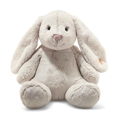 Steiff Hoppie Hase - 48 cm - Plüschhase mit Schlappohren - Kuscheltier für Kinder - Soft Cuddly Friends - beweglich & waschbar - hellgrau (080913) von Steiff