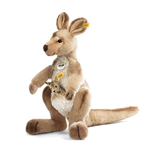 Steiff Kango Känguru mit Baby - 40 cm - Kuscheltier für Kinder - weich & waschbar - beige gespitzt (064623) von Steiff
