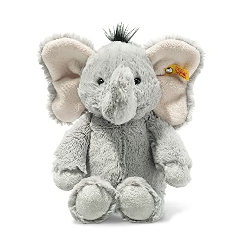 Steiff Ella Elefant grau 30 cm, Soft Cuddly Friends Kuscheltier, Steiff Marken Plüschtier mit "Knopf im Ohr", Stofftier für Babys von Geburt an, waschmaschinenfest von Steiff