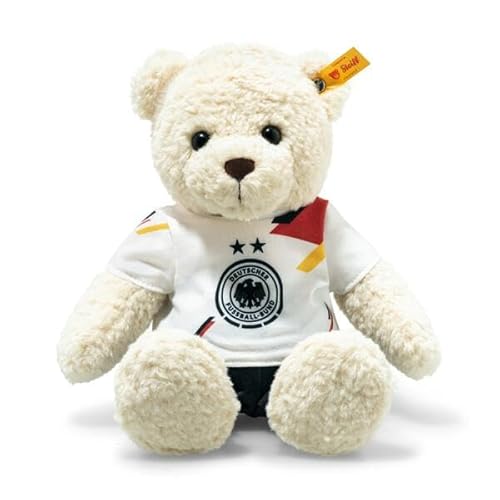 Steiff Kuscheltier Mila Teddybär DFB-Edition, Süßes Stofftier mit Kunststoffaugen, Kinder, Jungen & Mädchen, Friends, Plüschtier 30 cm, Beige, 988837 von Steiff