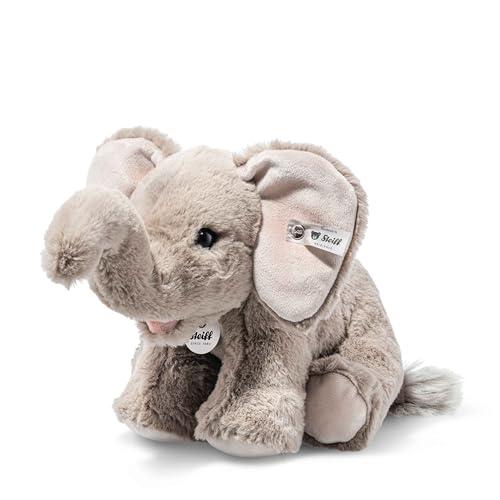 Steiff Kuscheltier Teddies for Tomorrow Edie Elefant, Süßes Stofftier mit Kunststoffaugen, Kinder, Jungen & Mädchen, Plüschtier 24 cm, Hellgrau, 065163 von Steiff