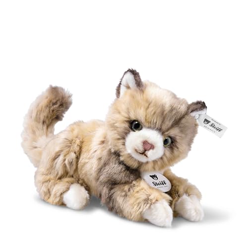 Steiff Kuscheltier Lucy Katze, Süßes Stofftier mit Kunststoffaugen, Kinder, Jungen & Mädchen, Plüschtier 18 cm, Beige, 099663 von Steiff