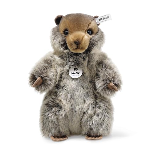 Steiff Kuscheltier Burri Murmeltier, Süßes Stofftier mit Kunststoffaugen, Kinder, Jungen & Mädchen, Plüschtier 26 cm, Hellbraun, 084133 von Steiff