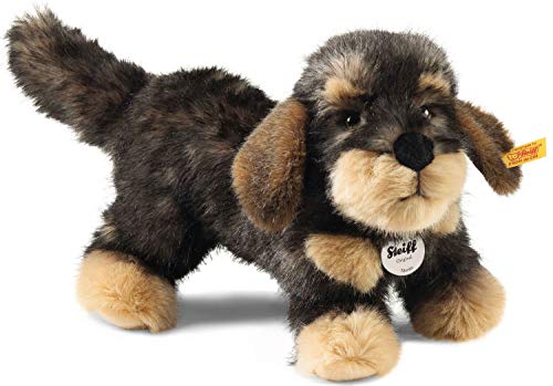 Steiff Moritz Rauhaardackel - 30 cm - Kuscheltier für Kinder - Plüschhund - weich & waschbar - dunkelgrau gespitzt - (076985) von Steiff